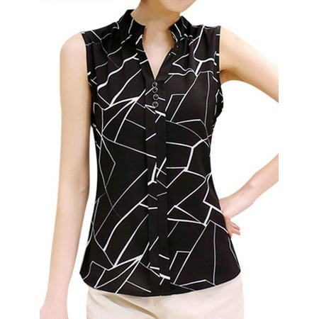 - OUMY Women Sleeveless Floral Printed Blouse Shirt Tops