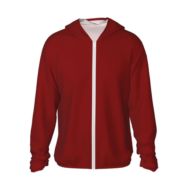 Fotbe Maroon Chaqueta con Protección Solar UPF 50+ para Hombre y Mujer, Camisa con Capucha y Bolsillos-Small