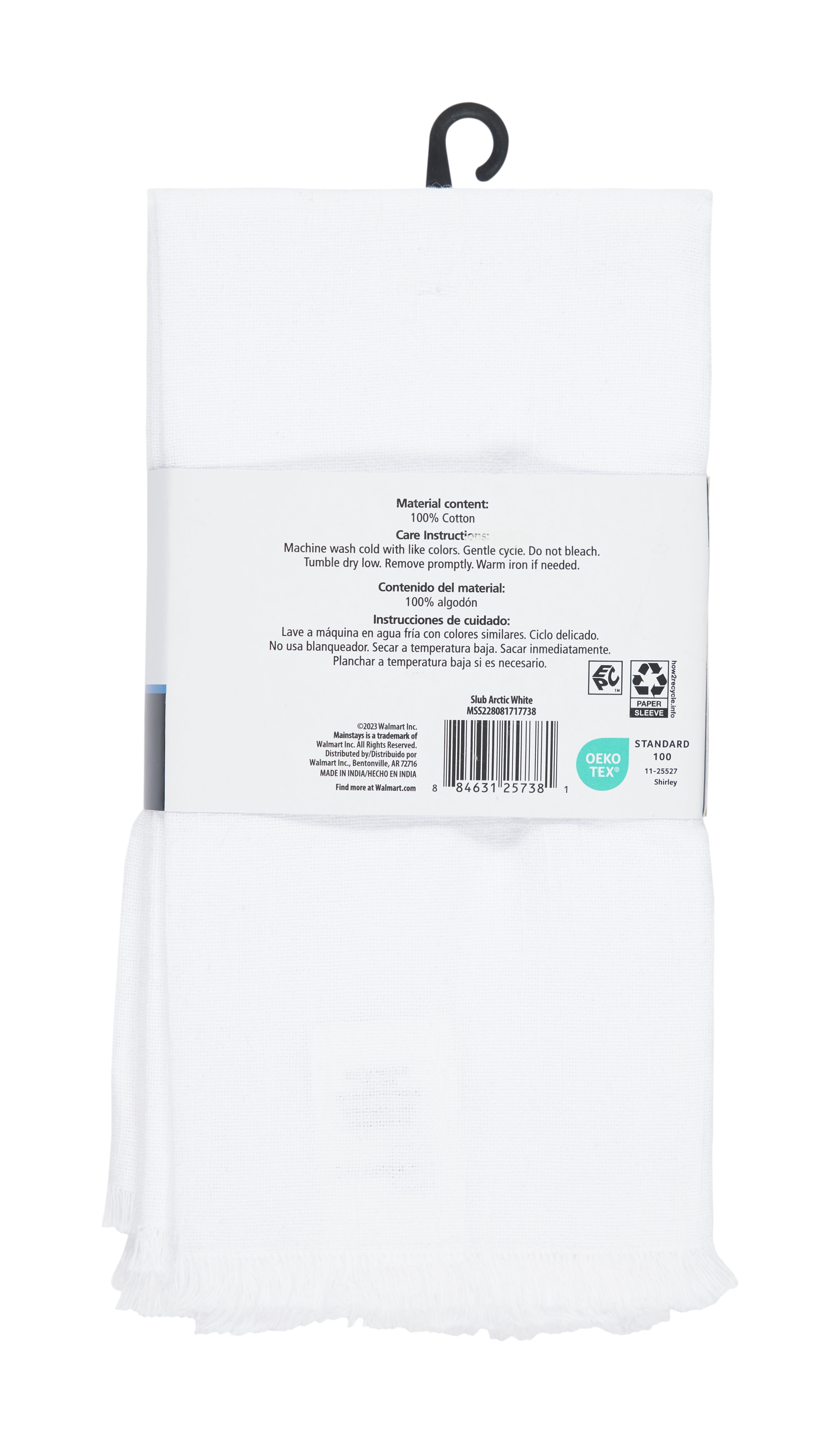 (2 pack) Mainstays 4 Pack Solid White Napkin Set - 18" x 18" - 100% Cotton