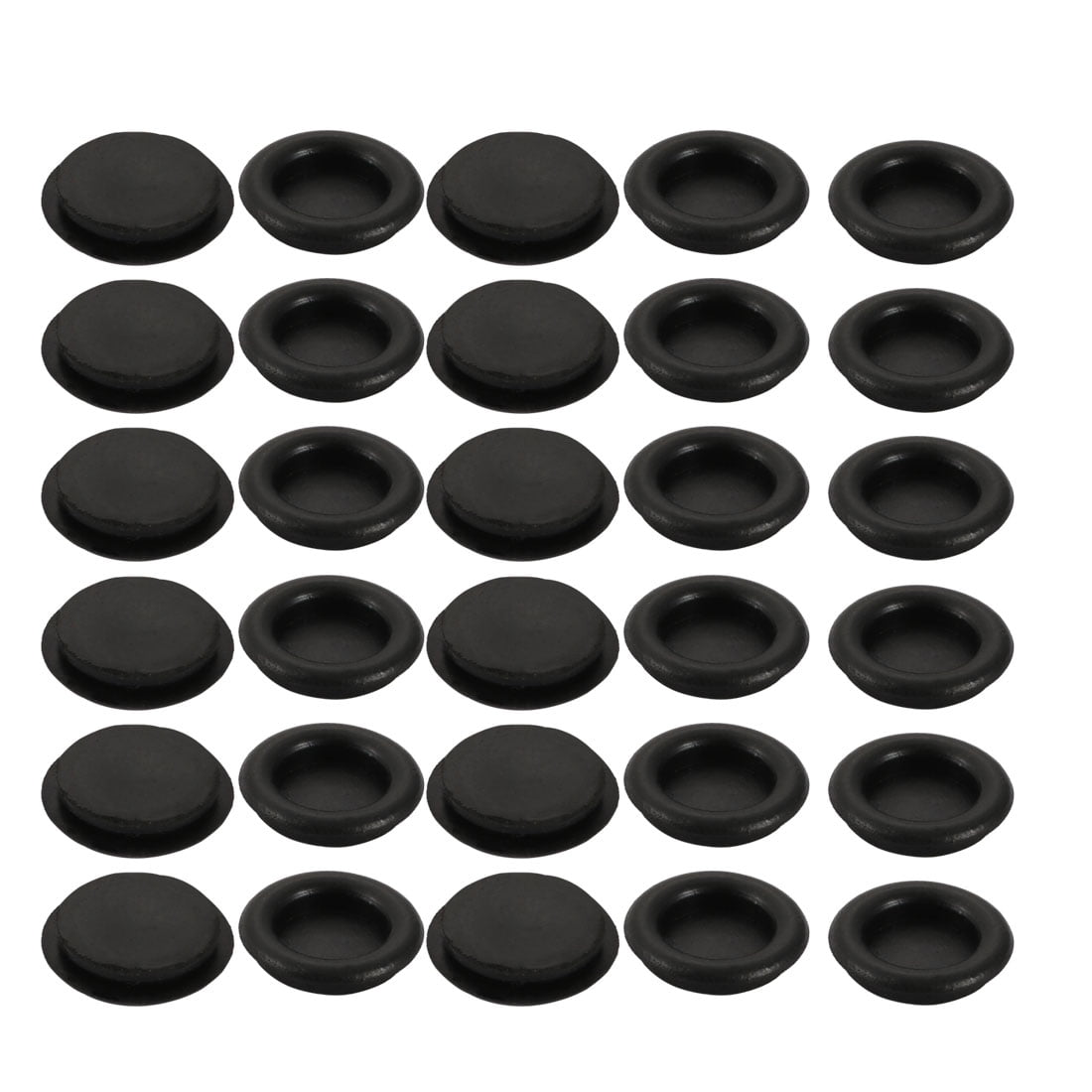 30pcs Wire Protective Grommets Black Rubber 18mm Dia Single Side