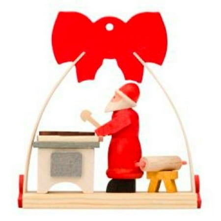 Santa Claus Baking Cookies in Arch with Bow German Wood Christmas Tree