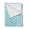 thumbnail image 2 of Blue and White Soft Flannel Fleece Blanket, Doodle Pattern with Waves and Funny Whales Ocean Life Illustration, Cozy Plush for Indoor and Outdoor Use, 50" x 60", Pale Blue and White, by Ambesonne, 2 of 5