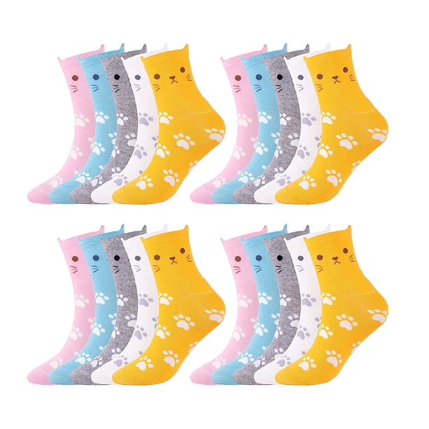 Qarigey 10 piezas de medias transpirables amigables con la piel calcetines de moda de dibujos animados medias divertidas calcetín informal elástico Medias color mezclado 36-44 Qarigey AP012570-06