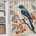 thumbnail image 5 of Blue Bird Perched On A Branch With Berries 4 Piece Shower Curtain Sets Shower Curtain Set with Rugs Animal Bird Farmhouse Durable And Waterproof for Bathtub Decor, 5 of 8