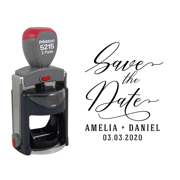 Printtoo Roound Personalized&nbsp;Black Self Inking Save The Date Stamp Custom Wedding Rubber&nbsp;Stamper-45 mm