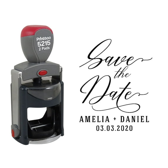 Printtoo Roound Personalized Black Self Inking Save The Date Stamp Custom Wedding Rubber Stamper-45 mm
