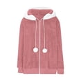 thumbnail image 4 of Veste Réversible Grande Taille Femme Chaude à Capuche Zippée Manteau Coréen Mode Confortable Couleur Unie, 4 of 6