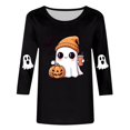 thumbnail image 4 of Womens Long Sleeve Tops Workout Shirts Crewneck Printed Soft Casual Fall Clothes for Women Tees Blouses Black L, 4 of 4