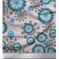 thumbnail image 1 of Soimoi Rayon Crepe Fabric Snowflake & Damask Ethnic Fabric Prints By Yard 46 Inch Wide, 1 of 1