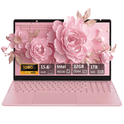 Auusda 15.6" Business Laptop, 32GB RAM 1TB SSD, Windows 11 Pro Computers, N5100 CPU, Pink