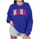 thumbnail image 1 of Sudadera Penkiiy Mama Mujer Glitter Patch Mama Crewneck Sudaderas Mama Print Manga Larga Moda Suelta Suéter XL Azul, 1 of 7