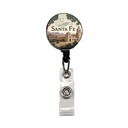 Santa Fe, New Mexico NM Travel City State Stamp Retractable Reel ID Badge Key Card Name Tag Holder with Clip