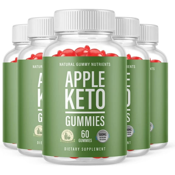 (5 Pack) Apple Keto Gummies - Supplement for Weight Loss - Energy & Focus Boosting Dietary Supplements for Weight Management & Metabolism - Fat Burn - 300 Gummies