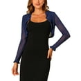 thumbnail image 1 of INSPIRE CHIC Mesh Shrug for Women's Ruffled Open Front Cropped Cardigan Dark Blue L, 1 of 6