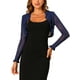 thumbnail image 1 of Inspire Chic Chaqueta de Malla para Mujer con Volantes, Cárdigan Corto Abierto, Talla L, Azul Oscuro, 1 of 6