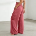 thumbnail image 7 of GUACER Womens Cargo Pants Smocked High Waist Wide Leg Trousers with Flap Pockets Outdoor Casual Loose Pants, 7 of 7