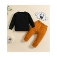 thumbnail image 4 of Baby Boys Halloween Pants Outfits Set 3 6 12 18 24 Month 3 Years Long Sleeve Crew Neck Letters/Skeleton Print T-shirt with Pants, 4 of 10