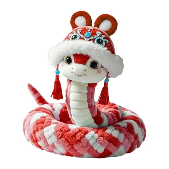 Serpiente de peluche de Año Nuevo chino, juguete de serpiente de peluche, accesorio para fotos, decoración para festivales Rojo 35cm