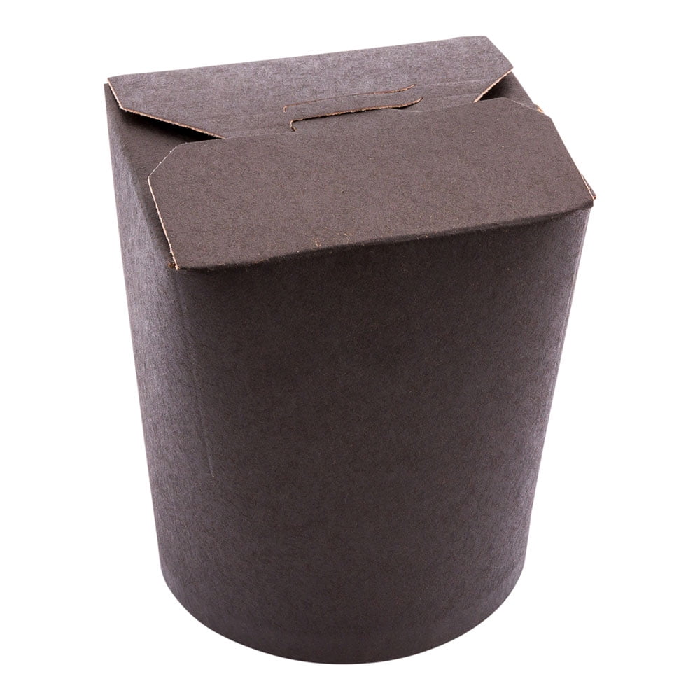 Bio Tek 16 oz Black Paper Square Noodle Take Out Container - 3 1/2 x 3 x  3 1/4 - 200 count box