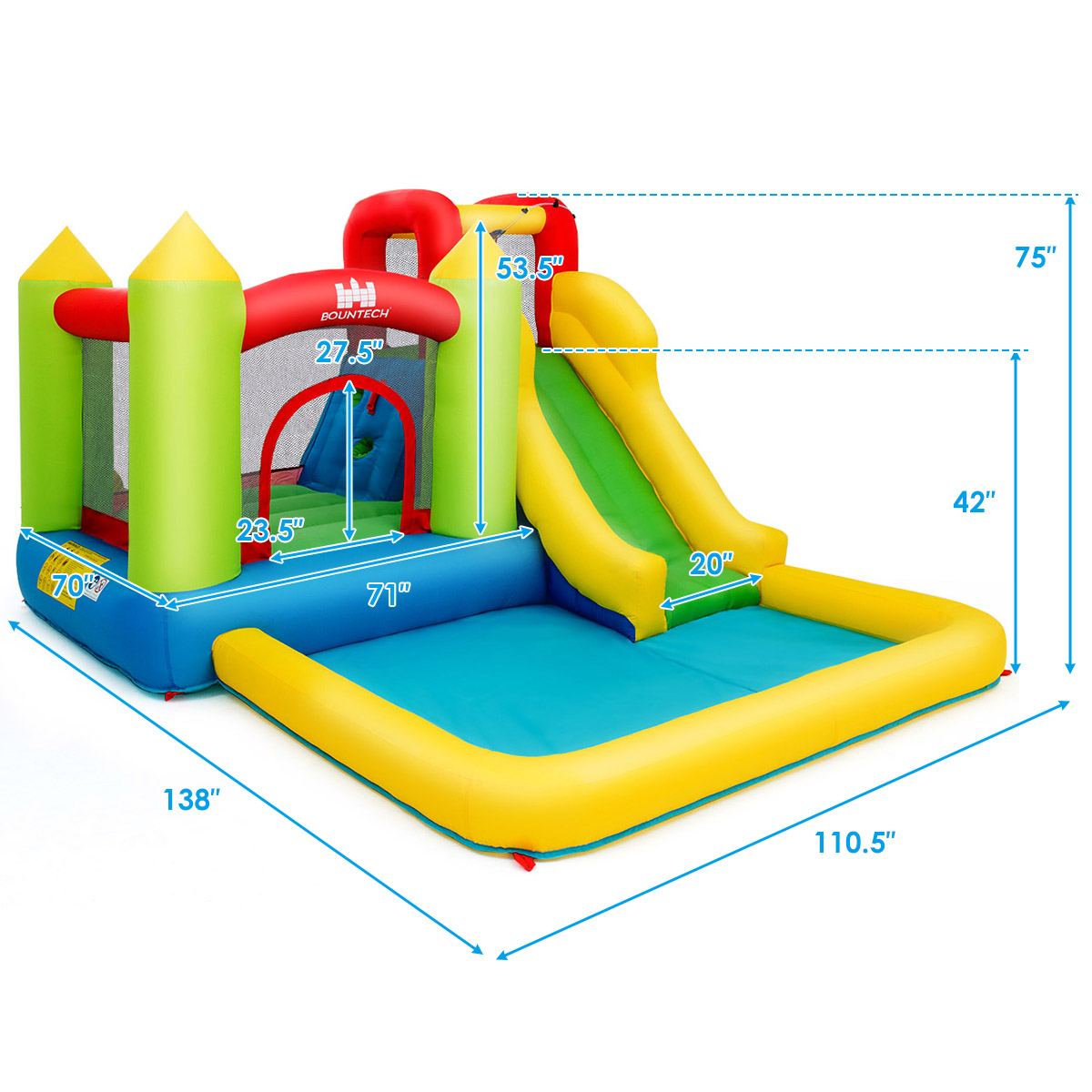 Costway Inflatable Bounce House Water Slide Jump Bouncer Climbing Wall Splash Pool Blower Excluded - image 2 of 10