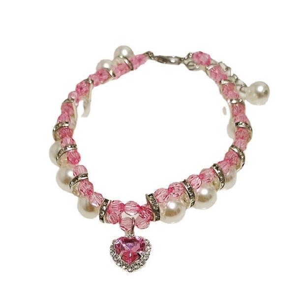 Zhuge Collar de decoración para mascotas, accesorio decorativo para perros y gatos, rango ajustable para collar de cachorro, accesorios de aseo para mascotas, L, rosa
