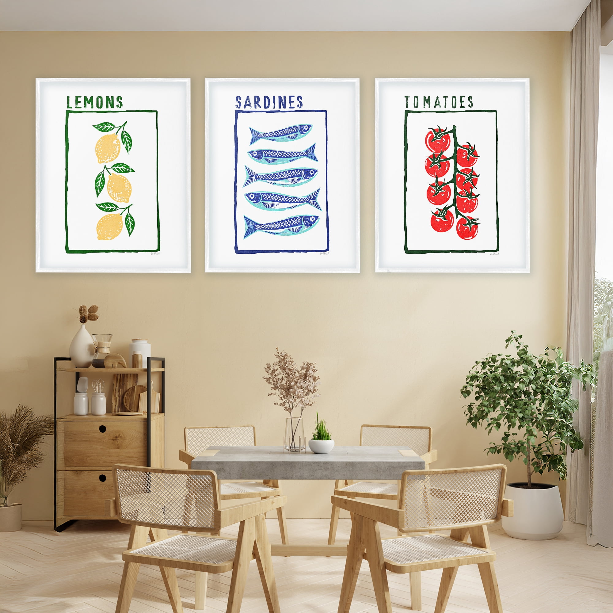Stupell Industries Healthy Summer Foods 3 Piece White Framed Giclee Art Set, design by Amanda Greenwood