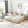 thumbnail image 6 of New Upholstered Full Size Daybed with Storage, Linen Fabric Bedframe w/Headboard & Wood Slat Support for Adult, Dormitory, Bedroom, No Box Spring Needed, 6 of 10