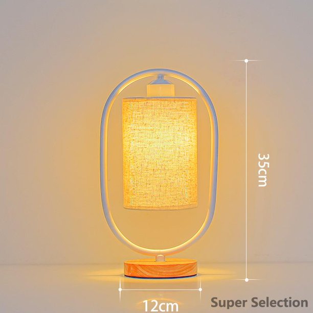 Lámpara De Escritorio Estilo Nórdico, Base De Madera Maciza Y Pantalla De Tela, Control Táctil Con Puerto USB, 3 Modos De Luz Para Dormitorio Y Oficina