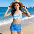 thumbnail image 4 of ATOGUTA Girl Swimsuit 3 Piece Bathing Suits Summer Bikini Tankini Sets with Cover Up Skirt Size 3T-12, Sky Blue, 4 of 6