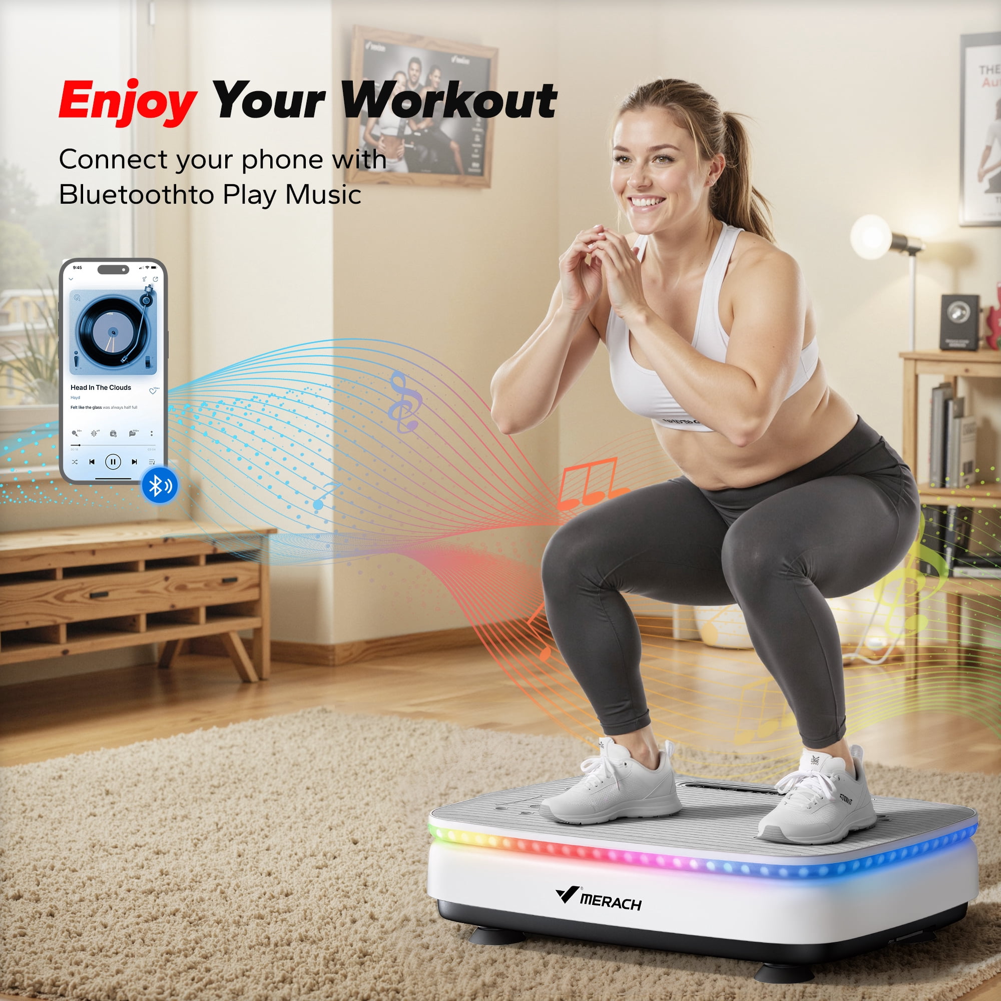 MERACH Vibration Plate Exercise Machine, 330lb Capacity, Bluetooth, Whole Body Workout Fitness Platform, Gift