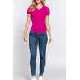 thumbnail image 4 of Women's Casual Short Sleeve Solid V-Neck W/Pocket Rib Top, 4 of 4