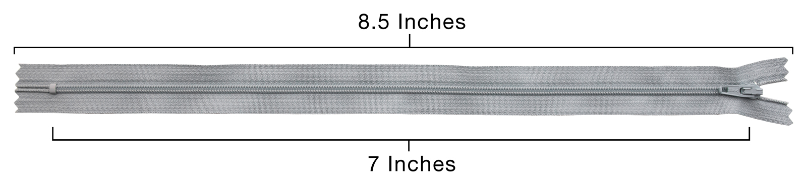 YKK® #3 Lightweight Closed-End Zipper, 7 Inch Length, Grey 386 (100 Pack)