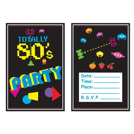 Beistle - 80's Invitations - 4" x 5½" - Pack of 12