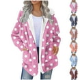 thumbnail image 6 of qucoqpe Women's Polka Dots Fleece Jacket Thermal Plushy Long Sleeve Fuzzy Coats for Winter Fall, 6 of 6