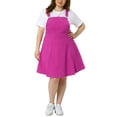 thumbnail image 1 of Vestido de mezclilla de talla grande Agnes Orinda para mujeres, monos con tirantes ajustables, faldas 3X, rosa intenso, 1 of 6