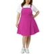 thumbnail image 1 of Vestido de mezclilla de talla grande Agnes Orinda para mujeres, monos con tirantes ajustables, faldas 2X, rosa intenso, 1 of 6