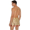 thumbnail image 4 of Aislor Mens Metallic Cupid Set Shiny Valentines Outfits Chest Harness with Slit Skirt Gold XL, 4 of 7