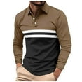 thumbnail image 2 of COSFO Collared Men's Polo Shirts Mesh Striped Long Sleeve Pullover Shirts Slim Fit Lightweight Performance Casual Graphic Tees, 2 of 7