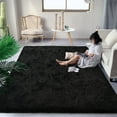 thumbnail image 2 of Arogan Fluffy Shaggy Rugs, 3x5 Feet Black Plush Rugs for Girls Bedroom, Soft Kids Room Carpets, Small Bedside Rug, Upgrade Non-Slip Rugs for Children Nursery Dorm Home Decor, Black, 2 of 6