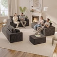 thumbnail image 2 of Lacoo Expandable Modular Sofa Collection, Thick Corduroy Upholstered Modular Sectional Couch with Ottoman, Customizable Seating for Small & Large Spaces, Black, 2 of 7