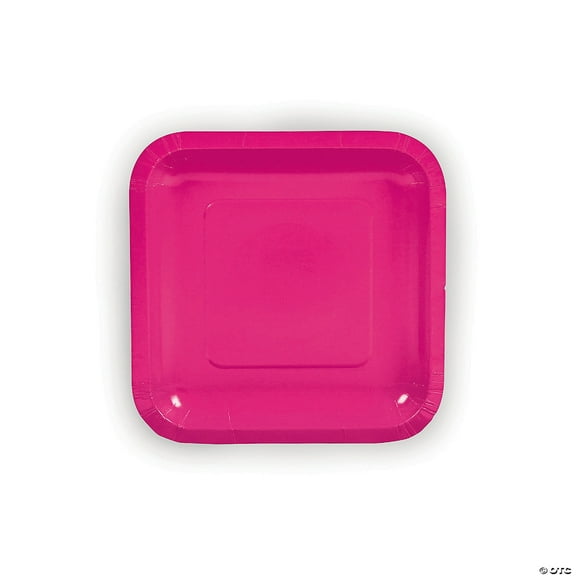 Hot Pink Square Paper Dessert Plates - 24 Count