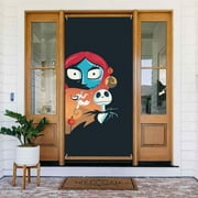 The Nightmare Before Christmas Door Cover Decorated Banner Tapestry Home Decoration Holiday Party Supplies Door Banner Porch Sign Banner 72.8 x 35.4 Inch