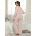 thumbnail image 3 of MINTREUS Pajamas Women's Long Sleeve Pj Set Soft 2 Piece Loungewear Sleepwear with Pockets, 3 of 5