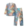 thumbnail image 1 of Balery Pastel Abstract Fluid Art Pijama para Hombre de Dos Piezas con Manga Larga, Conjunto de Dormir y Descanso Suave con Bolsillos-XX-Large, 1 of 7