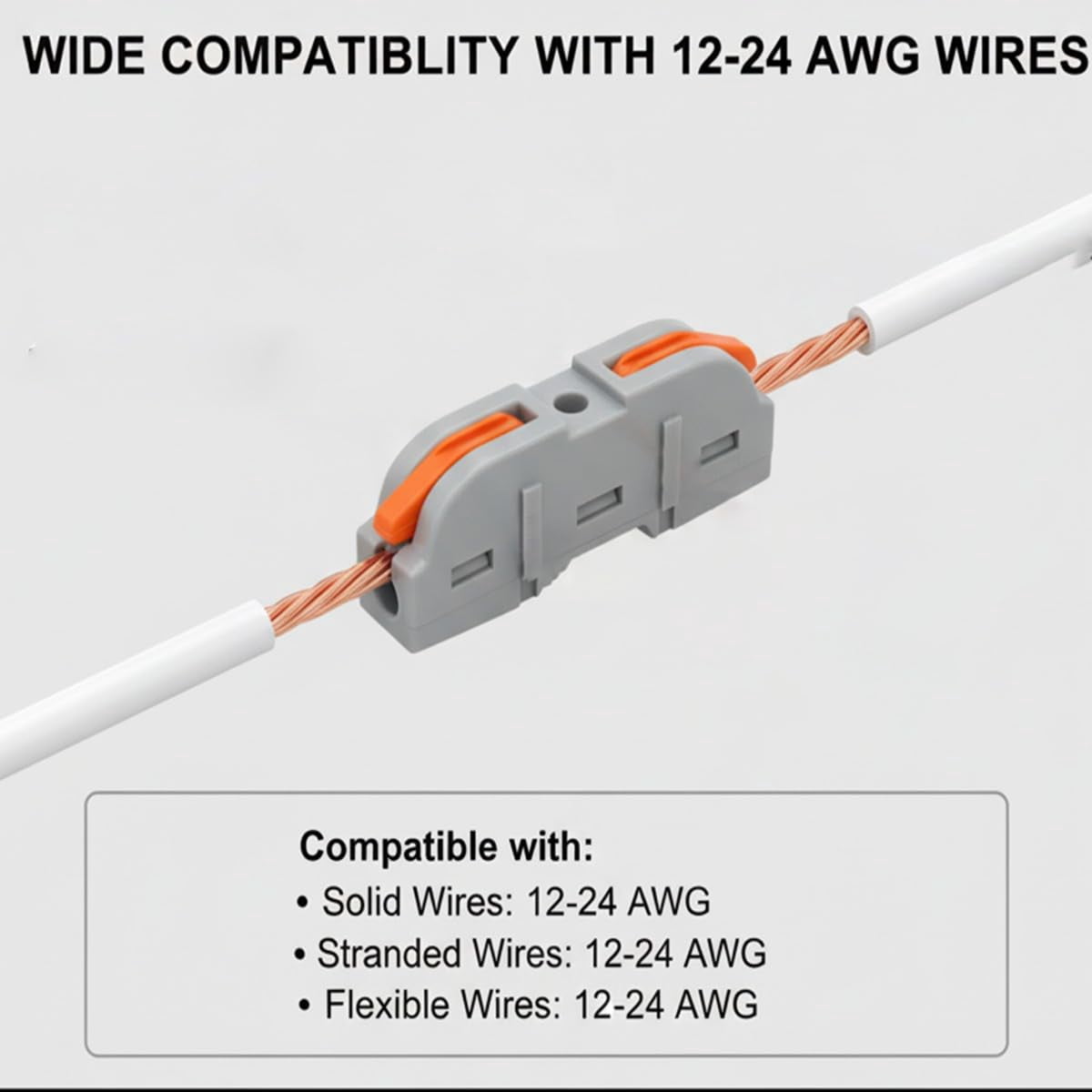 2026 Upgrade Universal Quick Lever Electrical Wire Connectors 12-24AWG Push-in Terminals for Home Wiring
