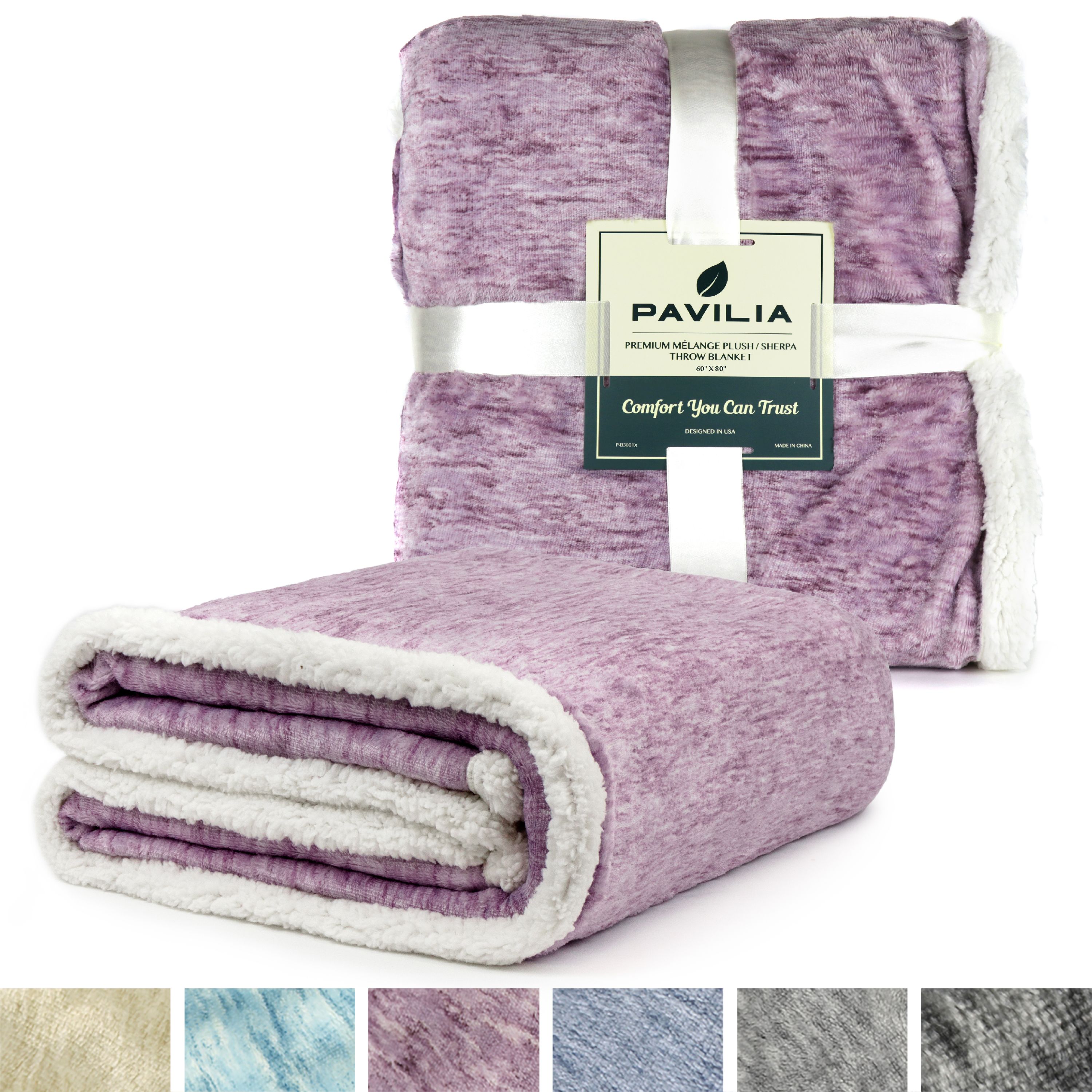 PAVILIA Melange Sherpa Fleece Blanket Twin Size Super Soft