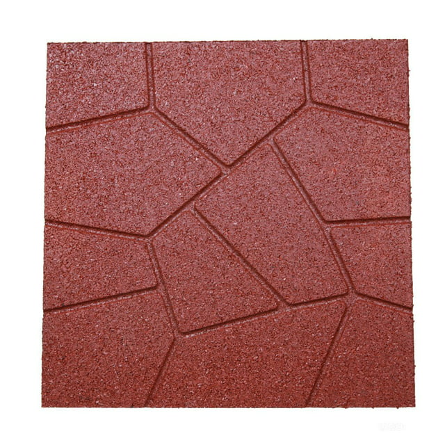 RevTime Dual-Side Garden Rubber Paver 16"x16" for Patio Paver, Step Stone and Walk Way, Safety Rubber Tile Red (Pack of 6) Flooring Materials