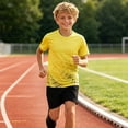thumbnail image 2 of Xyant Boys Athletic Short Sleeve T Shirts Kids Quick Dry Sports Performance Tees Tops (Yellow,9-10 Years), 2 of 6