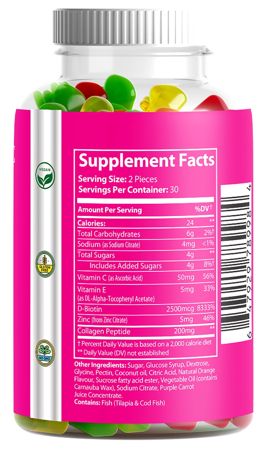 Pristine Collagen Gummies, 60 ct, Supports Hair, Skin, Nails