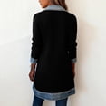 thumbnail image 4 of Textilo Women's Denim Patchwork Knit Sweater Blazer Ribbed Knit Button Down Jackets Lapel Collar Long Sleeve Denim Spliced Coat Loose Fit 2026 Winter Fall Casual Soft Outerwear,Black XL, 4 of 5